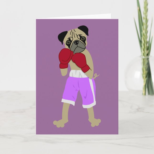 Pug Dog Boxing Gloves Boxer Card (Front)