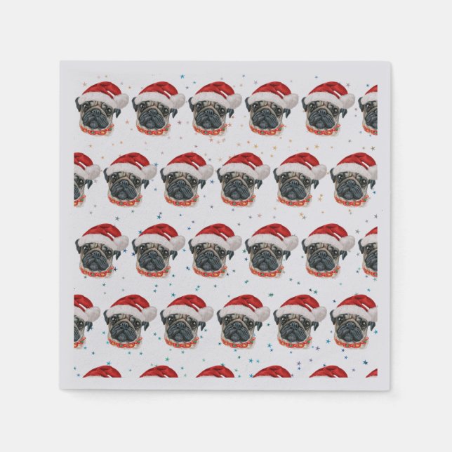 Pug Dog Breed Christmas Stars Napkin (Front)