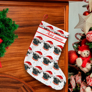 Pug Dog Breed Christmas Stars Small Christmas Stocking