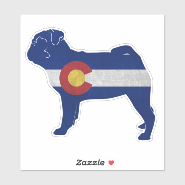 Pug Dog Breed Colorado Flag Silhouette (Sheet)
