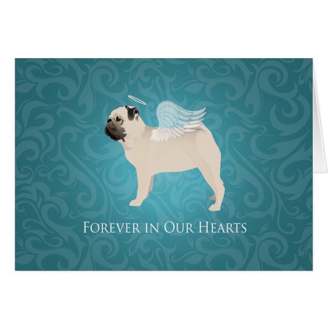 Pug Dog Breed Pet Memorial - Pug Angel Card (Front Horizontal)