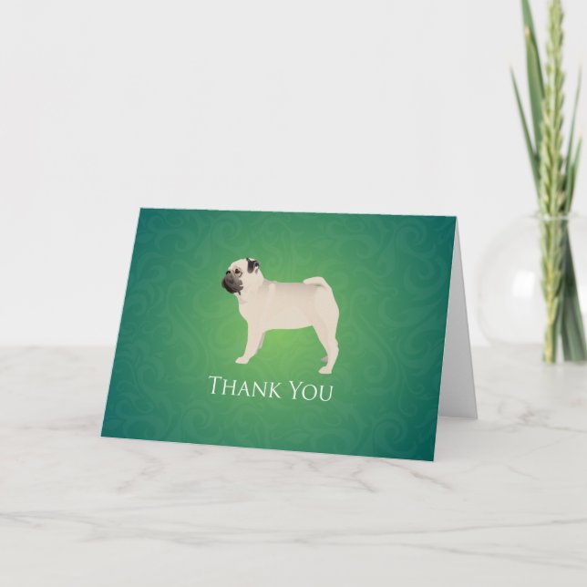 Pug Dog Breed Silhouette Thank You Card (Front)