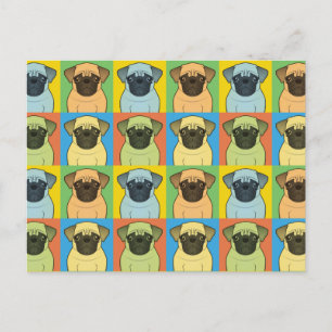 Pug Dog Cartoon Pop-Art Postcard