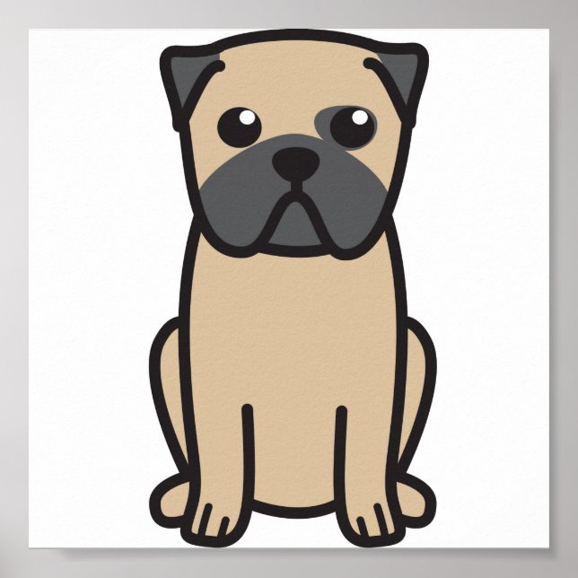 Pug Dog Cartoon Poster (Front)