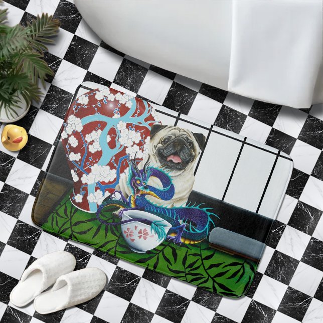 Pug Dog Chinese Dragon Bath Mat (Creator Uploaded)