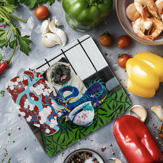 Pug Dog Chinese Dragon Cutting Board (Creator Uploaded)