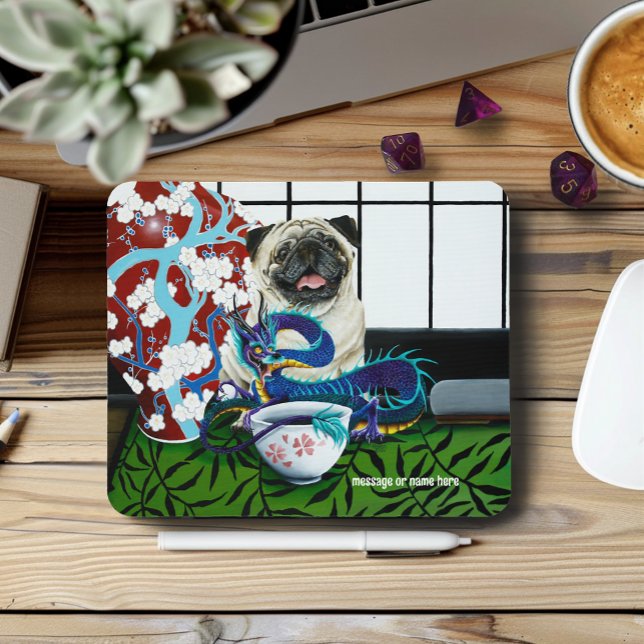 Pug Dog Chinese Dragon Mouse Pad (Creator Uploaded)