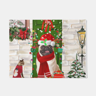 Pug Dog Christmas  Doormat