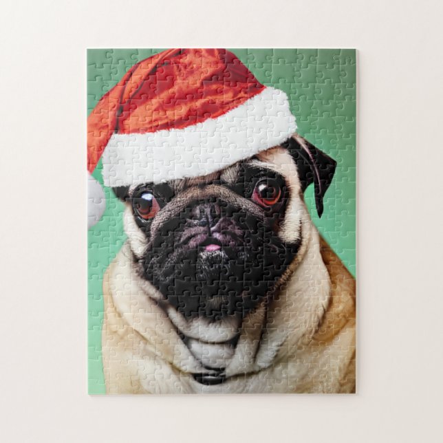Pug Dog Christmas Jigsaw Puzzle (Vertical)