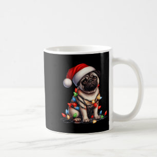 Pug Dog Christmas Lights Santa Hat Dog Lover Coffee Mug