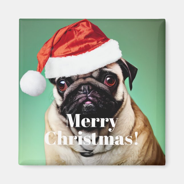 Pug Dog Christmas Magnet (Front)