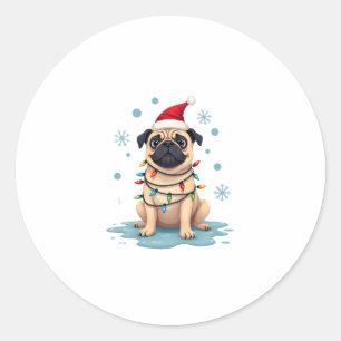 Pug Dog Christmas Men Women (1) Classic Round Sticker