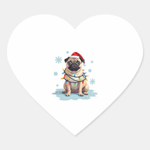 Pug Dog Christmas Men Women (2) Heart Sticker