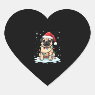 Pug Dog Christmas Men Women (2) Heart Sticker