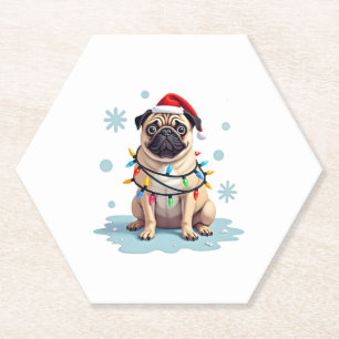 Pug Dog Christmas Men Women (2) Paper Coaster