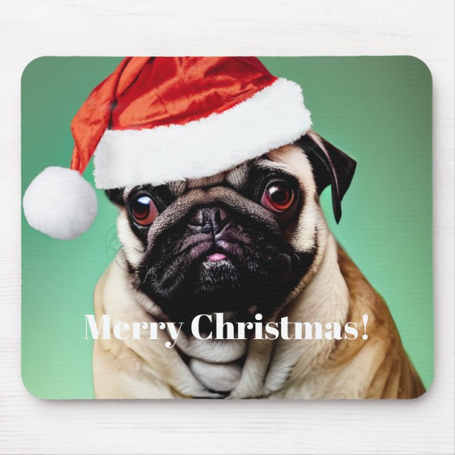 Pug Dog Christmas Mouse Pad (Front)