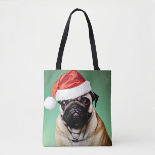 Pug Dog Christmas Tote Bag