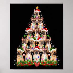 Pug Dog Christmas Tree Lights Funny Xmas Men Women Poster