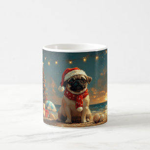 Pug Dog Christmas Vintage Beach Coffee Mug