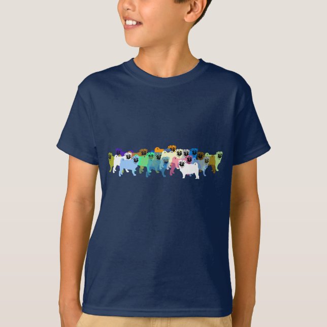 Pug dog colourful minimal Group illustration  T-Shirt (Front)