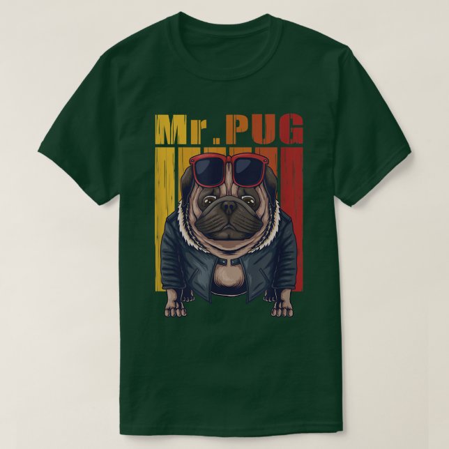 pug dog cool vector illustration  T-Shirt (Design Front)