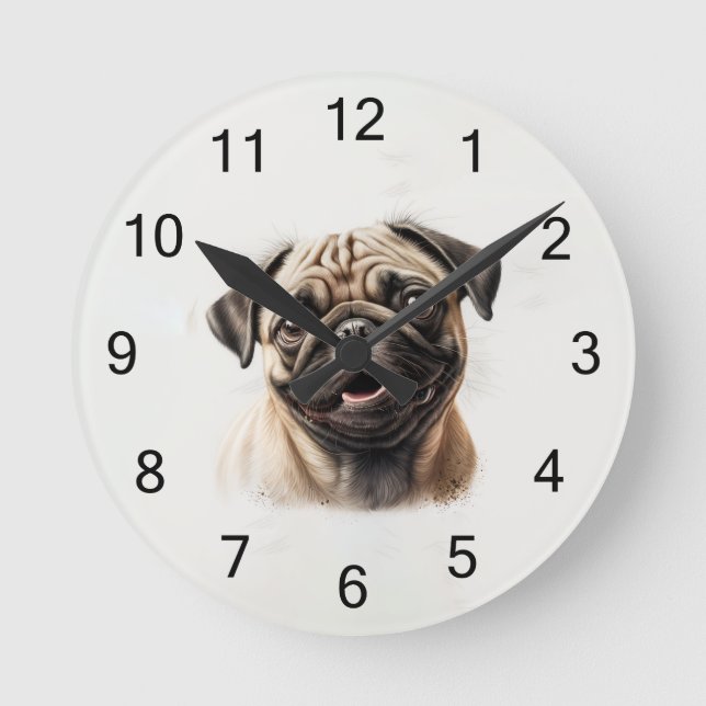 Pug Dog Custom Photo Personalised wall clock (Front)