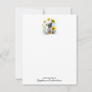 Pug Dog Cute Personalised Puppy Watercolor Card