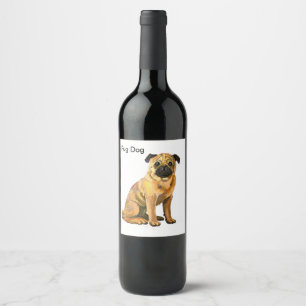 Pug Dog Cute Pet Wine Label