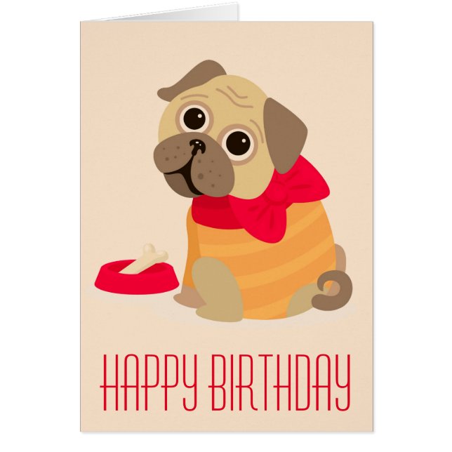 Pug dog Cute pug Happy Birthday (Front)