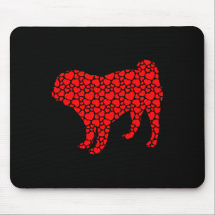 Pug Dog Cute Silhouette Heart Valentine Mouse Pad