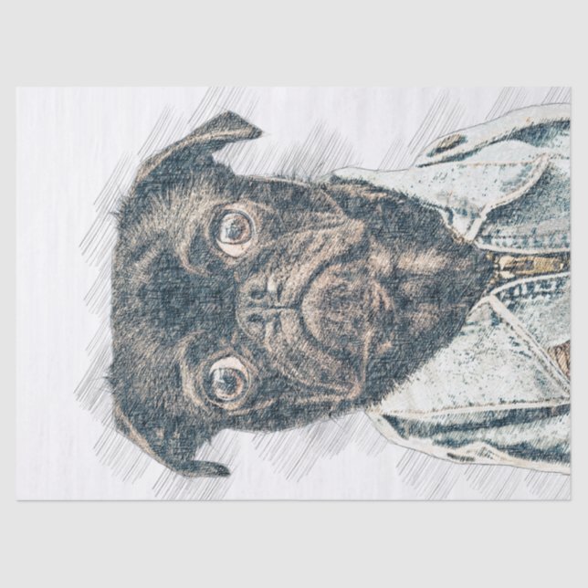 Pug Dog Decoupage Tissue Paper (Front)