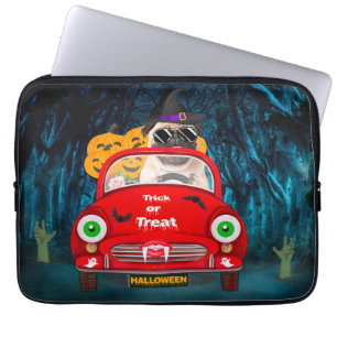 Pug Dog Driving Car Scary Halloween Laptop Sleeve