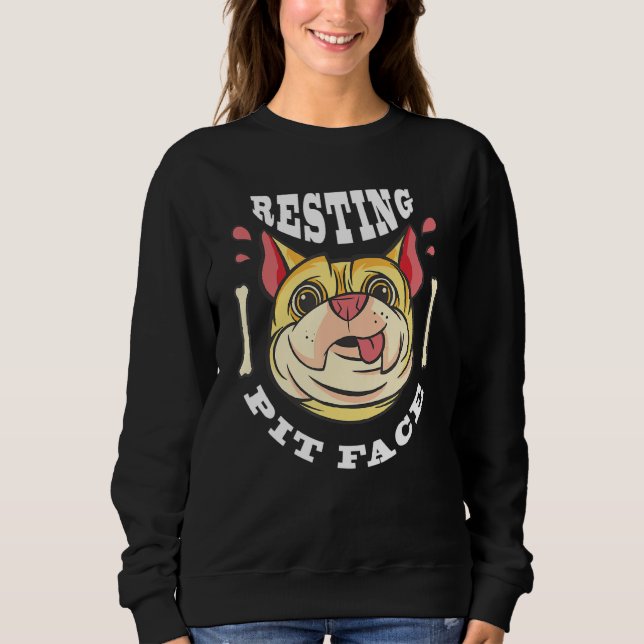Pug Dog Face Resting Pit Face Funny Dog Lovers Hap Sweatshirt (Front)