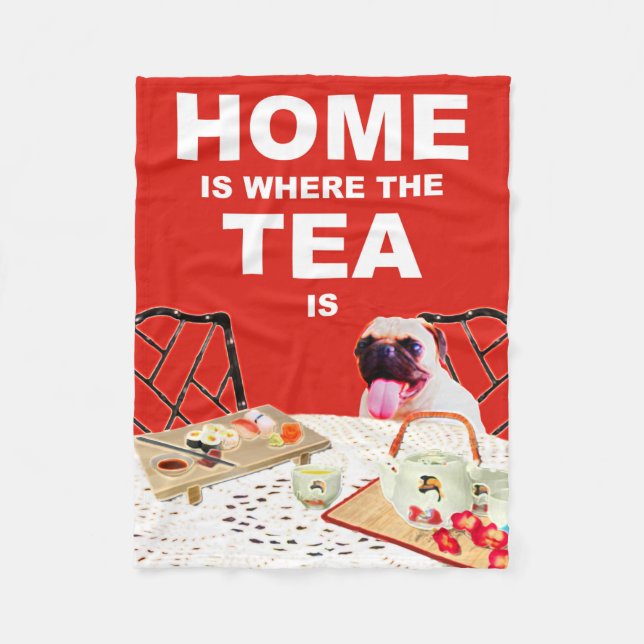 Pug Dog Fleece Throw Blanket (Front)