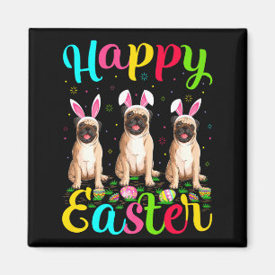 Pug Dog Funny Easter Egg Bunny Pug Happy Easter T Magnet