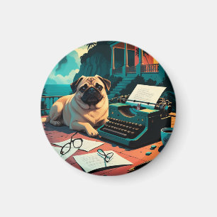 Pug Dog gentleman vintage Magnet