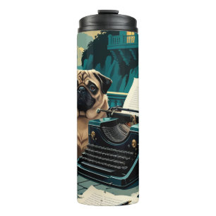 Pug Dog gentleman vintage Thermal Tumbler