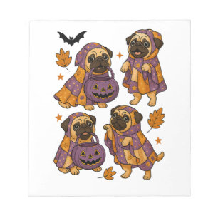 Pug Dog Ghost Halloween Spooky Notepad