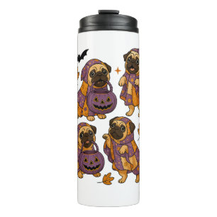 Pug Dog Ghost Halloween Spooky Thermal Tumbler