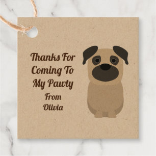 Pug Dog Gift Tags, Pugs Kids Party Favour Tags