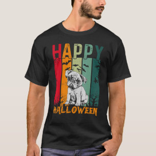 Pug Dog   Girls Boys Retro Style Halloween Dinner  T-Shirt
