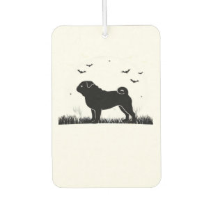 Pug Dog � Halloween Moon Silhouette Classic T-Shir Car Air Freshener