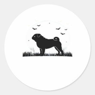 Pug Dog � Halloween Moon Silhouette Classic T-Shir Classic Round Sticker