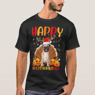 Pug Dog Happy Pug Hellothanksmas T-Shirt