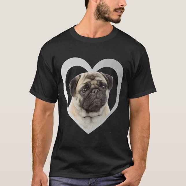 Pug  Dog Heart   Mops  Pug  1 T-Shirt (Front)