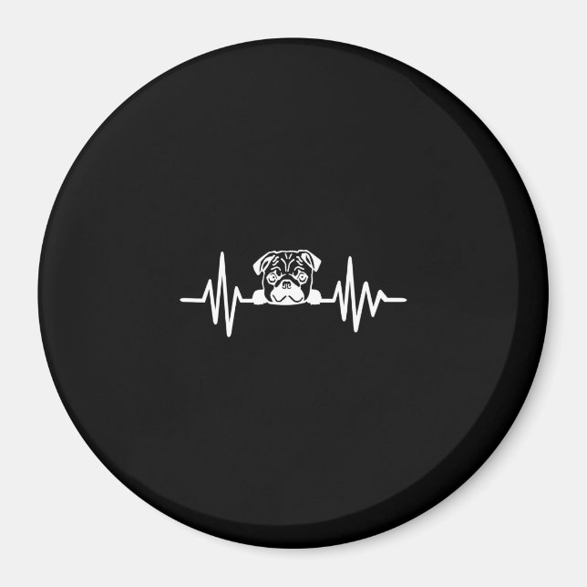 Pug Dog Heartbeat | Cute Pug Face Magnet (Front)