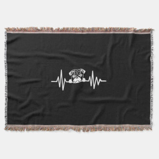 Pug Dog Heartbeat | Cute Pug Face Throw Blanket
