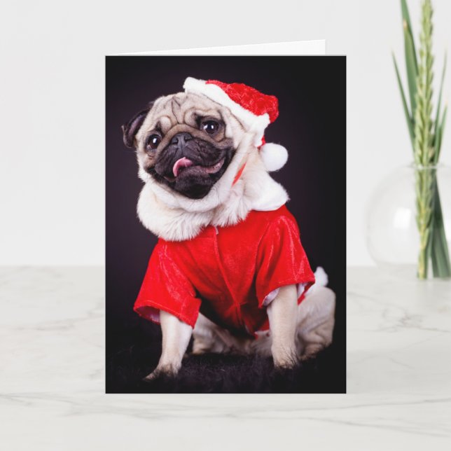 pug dog holiday card (Front)
