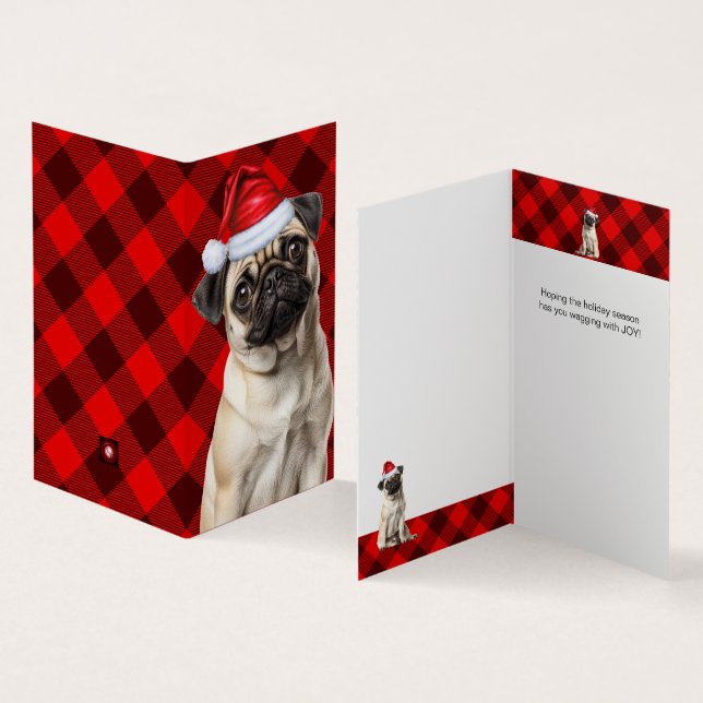 Pug Dog Holiday Red Buffalo Plaid Christmas (Inside and Outside)