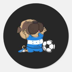 Pug Dog Honduras Soccer Fans Jersey Honduran Footl Classic Round Sticker